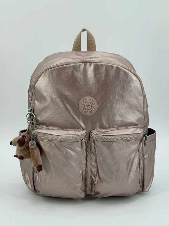 Kipling Charnell 11.5" LapTop Rose Gold Metallic Backpack with Monkey Charm - Picture 5 of 17